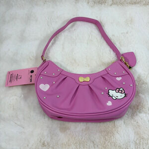 Her Universe Hello Kitty Pink Heart Shoulder Bag Kawaii Pearlescent Bead Y2K Bow